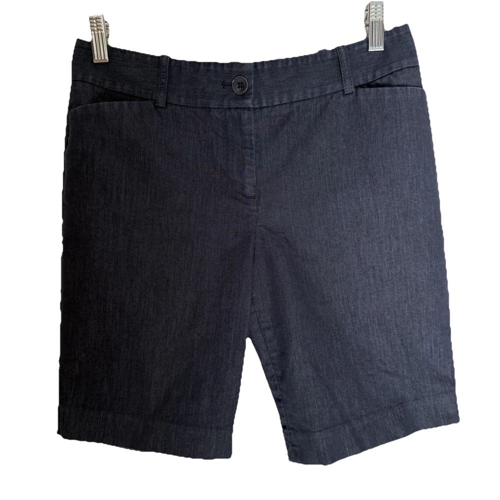 Talbots Women's Petite 2P Dark Blue Bermuda‎ Shorts Cotton Blend Classic Fit